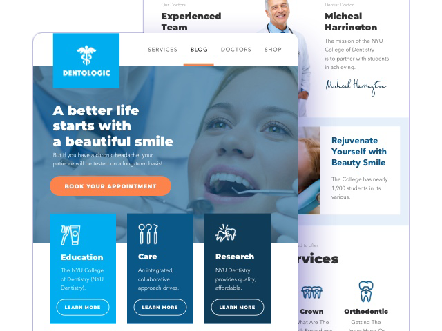 dentist template screenshots