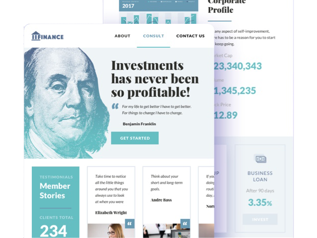 finance template screenshots