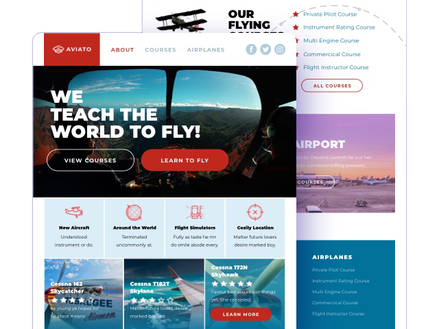 flight school template screenshots