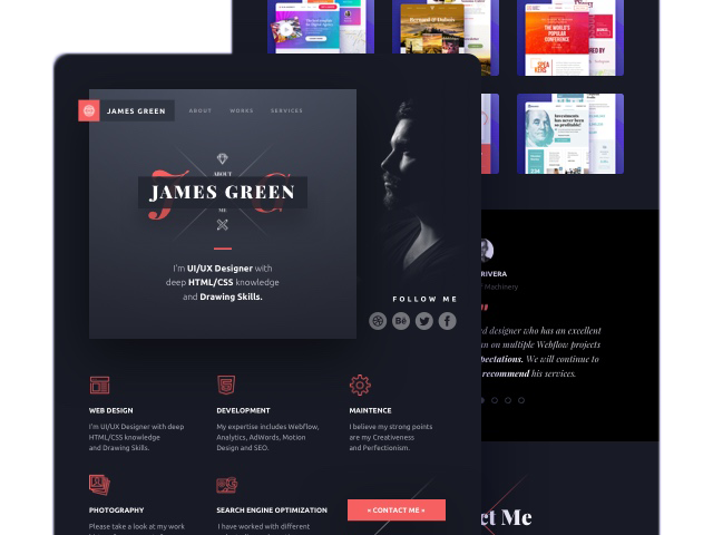 freelance template screenshots