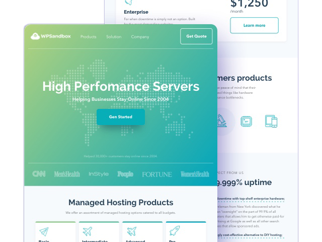 hosting template screenshots