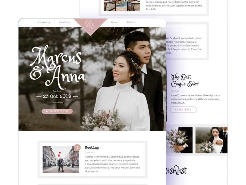 wedding template screenshots