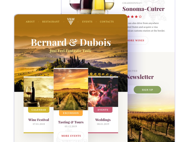 winery template screenshots