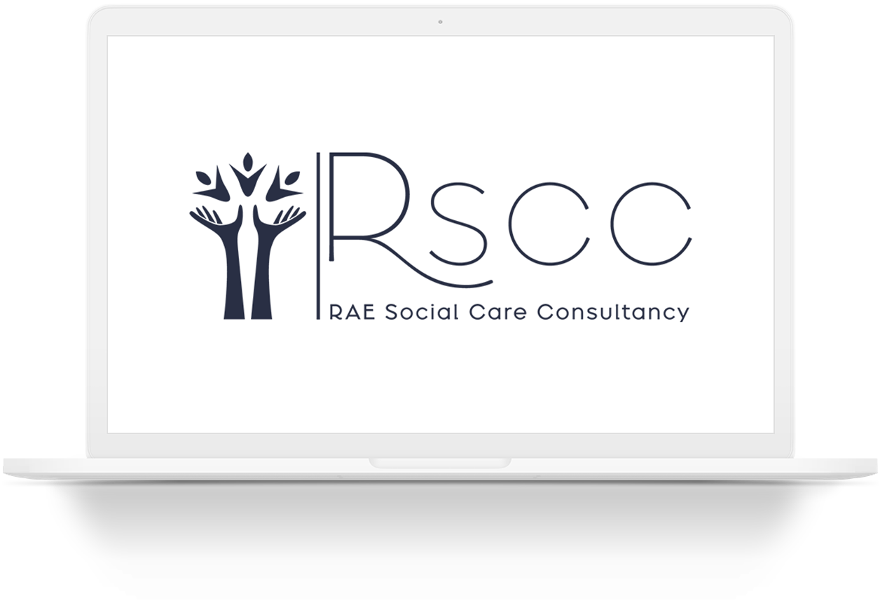 rae social care consultancy logo in laptop mockup